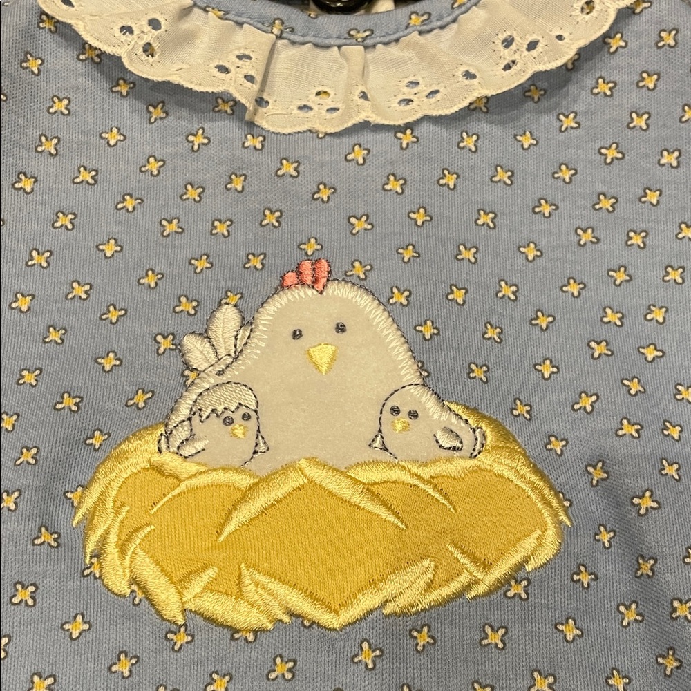 Healthtex Romper with White Lace Collar and Decorative Peeps Accent - Picture 2 of 7